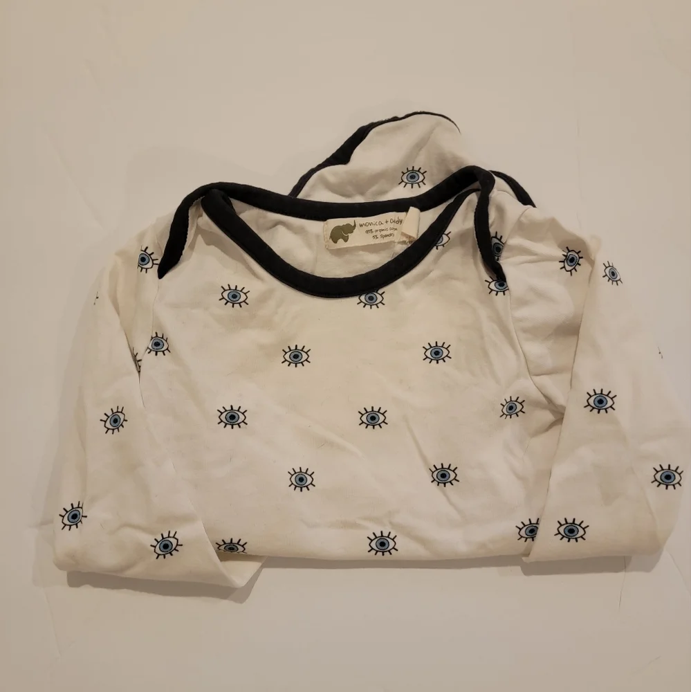 Rare Monica and Andy Evil Eye shirt long sleeve onesie size 12-18m